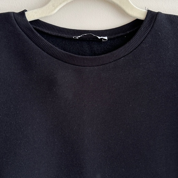 ZARA Black Cropped Sweatshirt, Athleisure Short Sleeve Crewneck, Medium - Picture 8 of 16